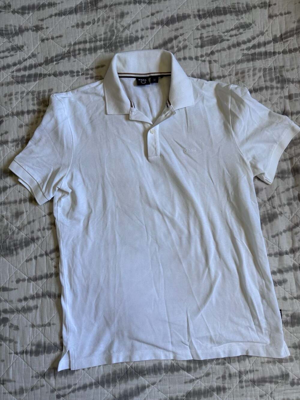 Hugo Boss Men's White Polo Shirt Large Used